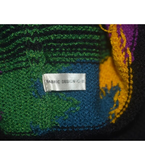 Vintage 80s Balloon Sleeve Knit Sweater Geometric Pattern S M - Picture 6 of 8